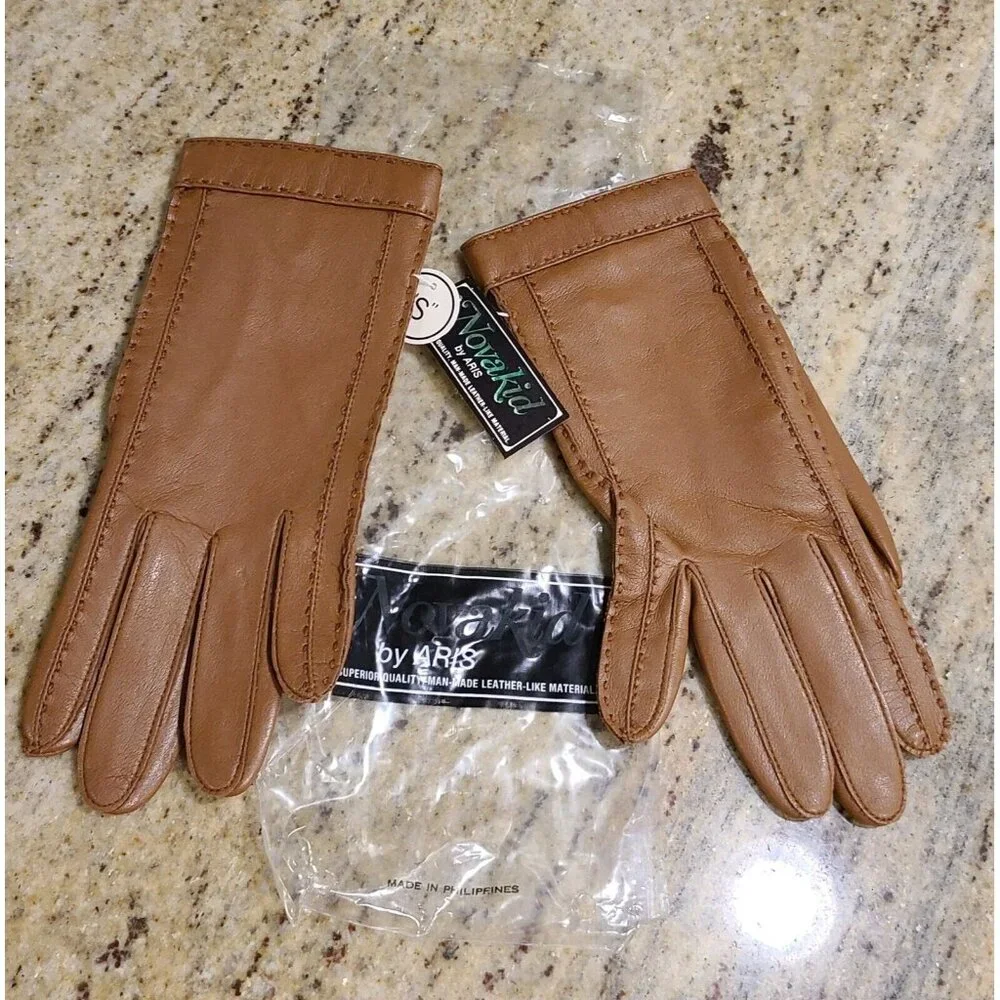 New! Vintage Size S Faux Leather Brown Lined 8